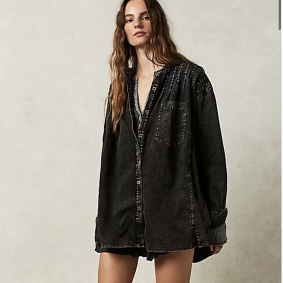 Free People Charcoal Jean Jacket - Picture 16 of 16